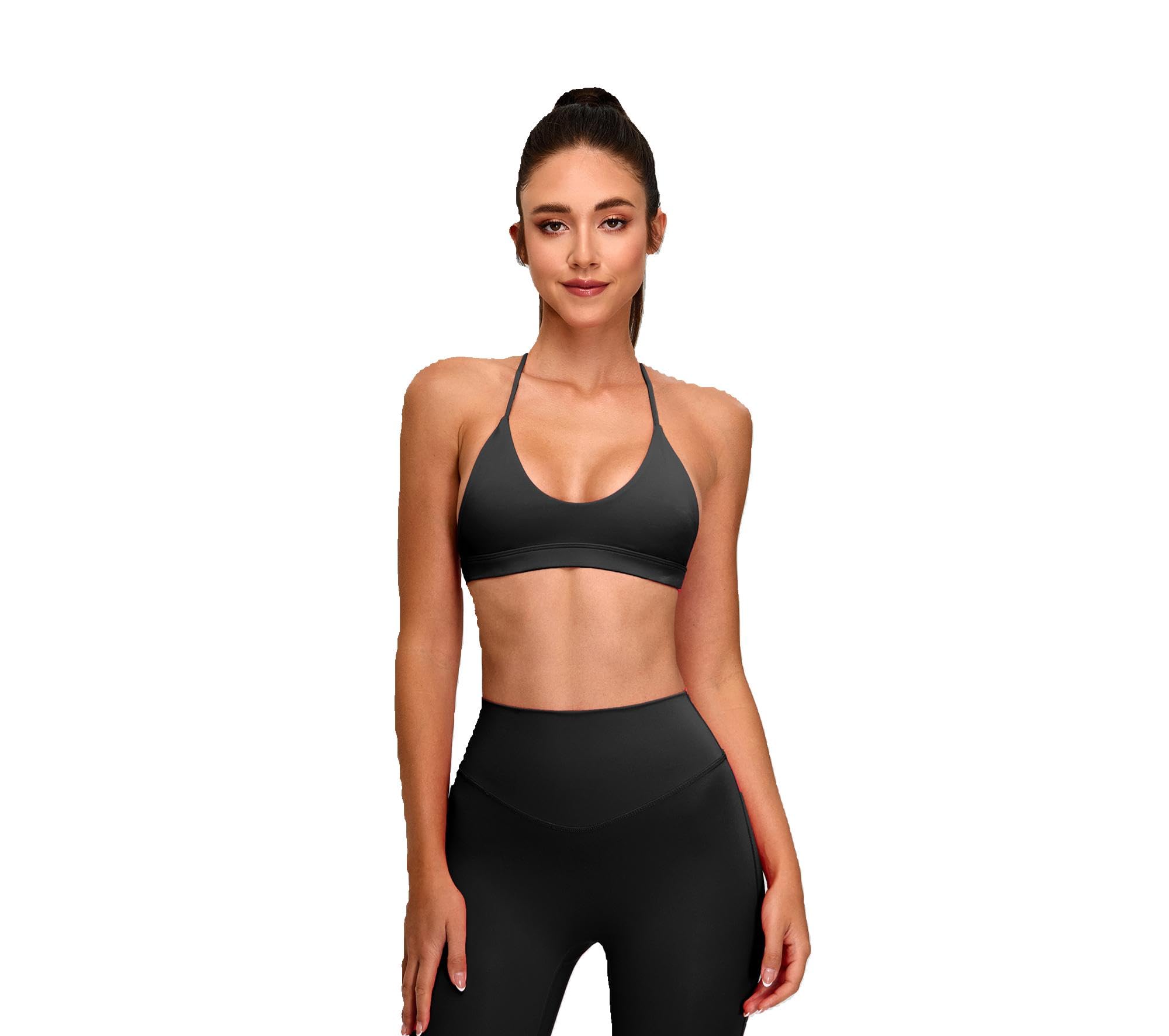 Sydney Noir Sports Bra for Women – Black | U-Neckline | Halter Strap | Open Back | Removable Pads | Buttery-Soft Fabric | Medium Impact-image-12