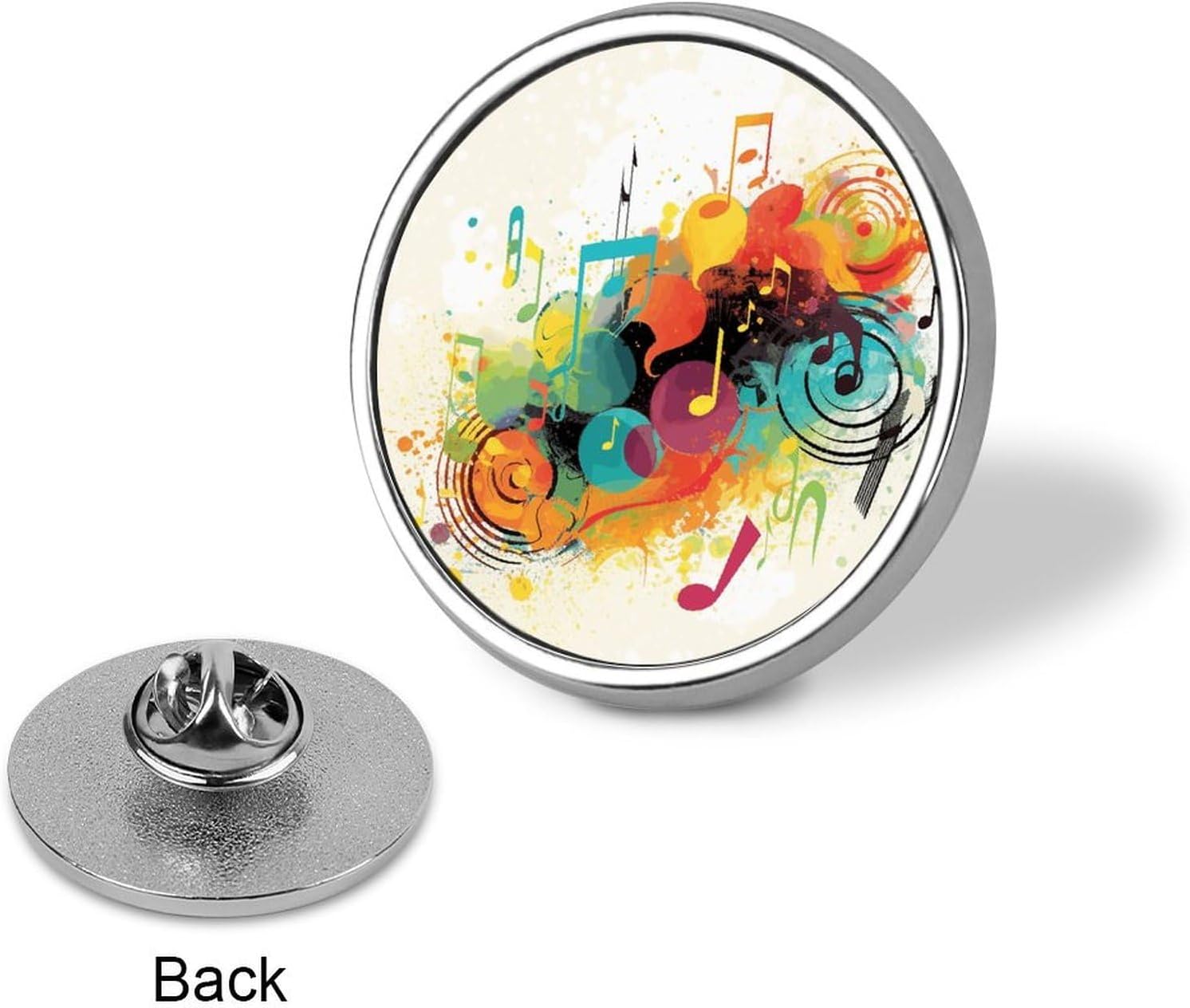 Abstract Music Themed Lapel Pin Round Metal Lapel Badge Pin Novelty Unique Enamel Pin Cute Funny Button Pin Jewelry Personalized Button Badges Round Brooch Pin for Backpack Hat Jacket Coat image 3