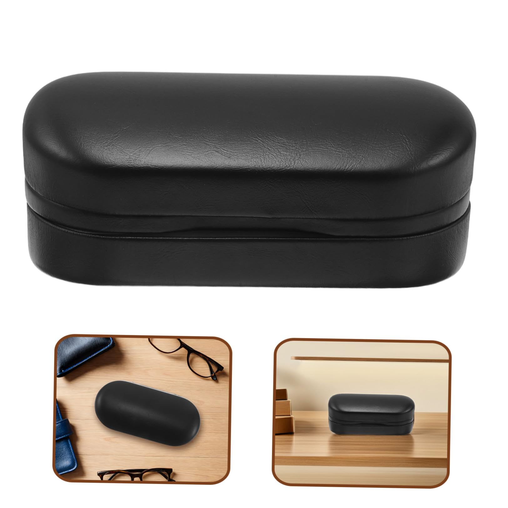 Étui à Lunettes Rigide Double Compartiment Grosse Capacité, Boîte de Rangement Noire Portable pour Lunettes de Soleil Vue, Protection Renforcée pour Voyage et Usage Quotidien
