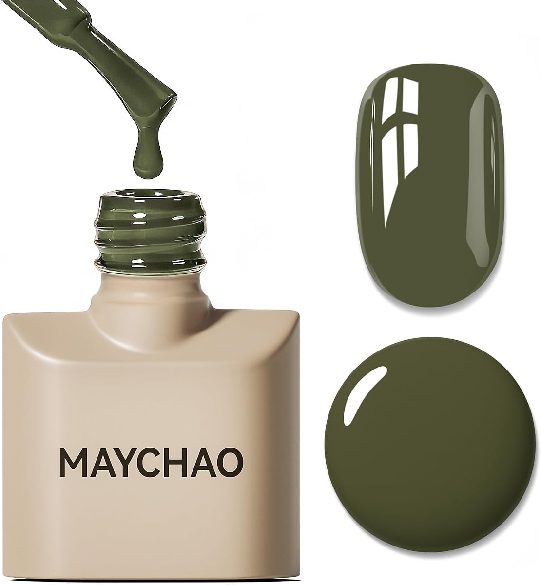 MAYCHAO 15 ML de esmalte de uñas de gel verde navideño 1 unidad de gel verde de camuflaje Remojo de esmalte de uñas LED Iniciador de esmalte de uñas Salón de manicura bricolaje en casa, 0,5 oz