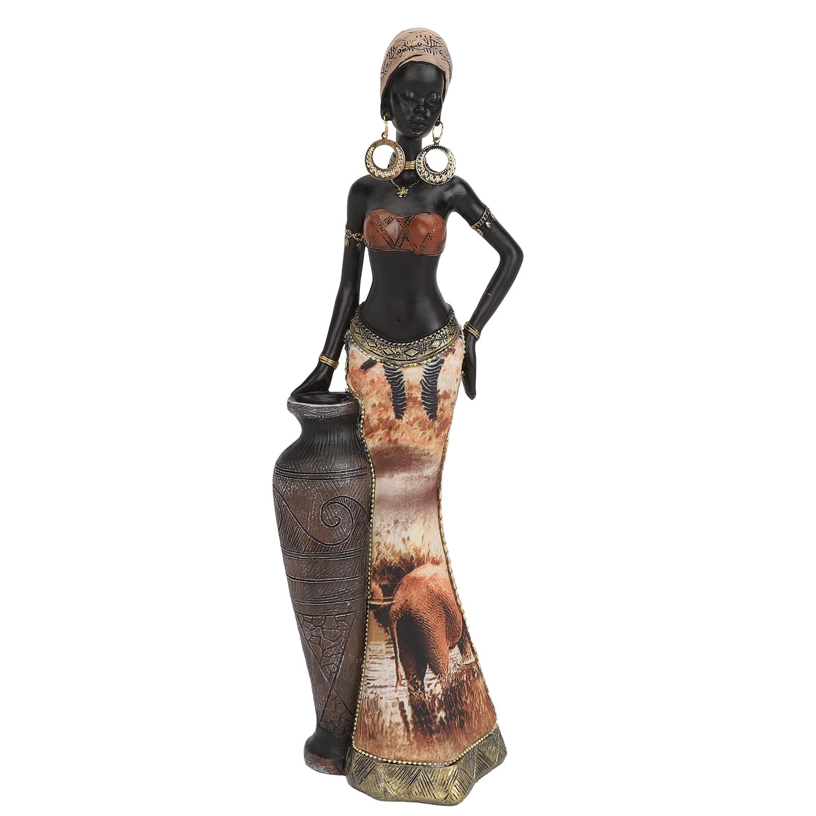 Fockety Estatuas africanas para la decoración casera, Resina Escultura Africana Mujeres Figura niñas Tribal Dama estatuilla Estatua, Arte Coleccionable Decorativo hogar artesanía