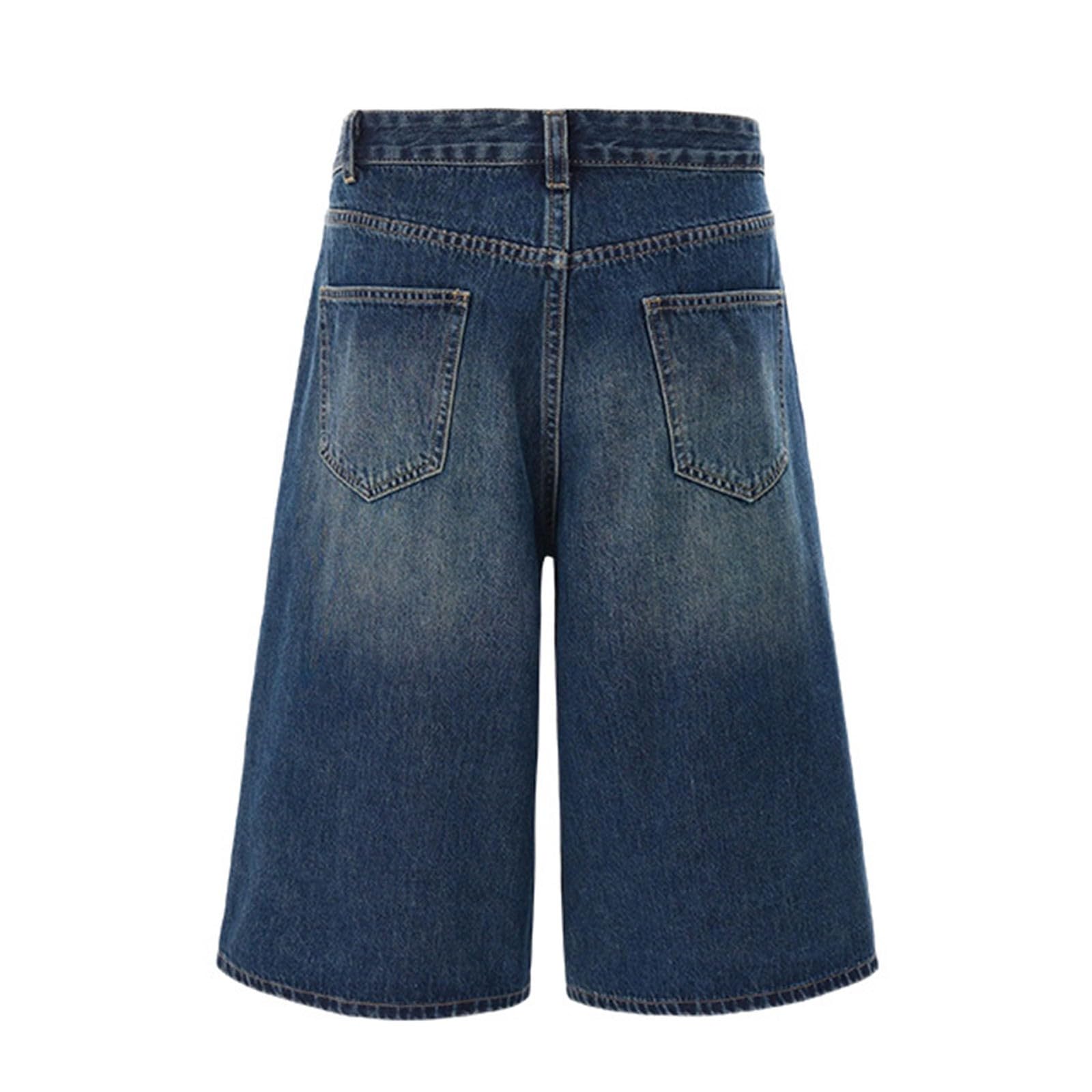 Pantaloncini estivi da uomo, in denim, lunghezza al ginocchio, eleganti