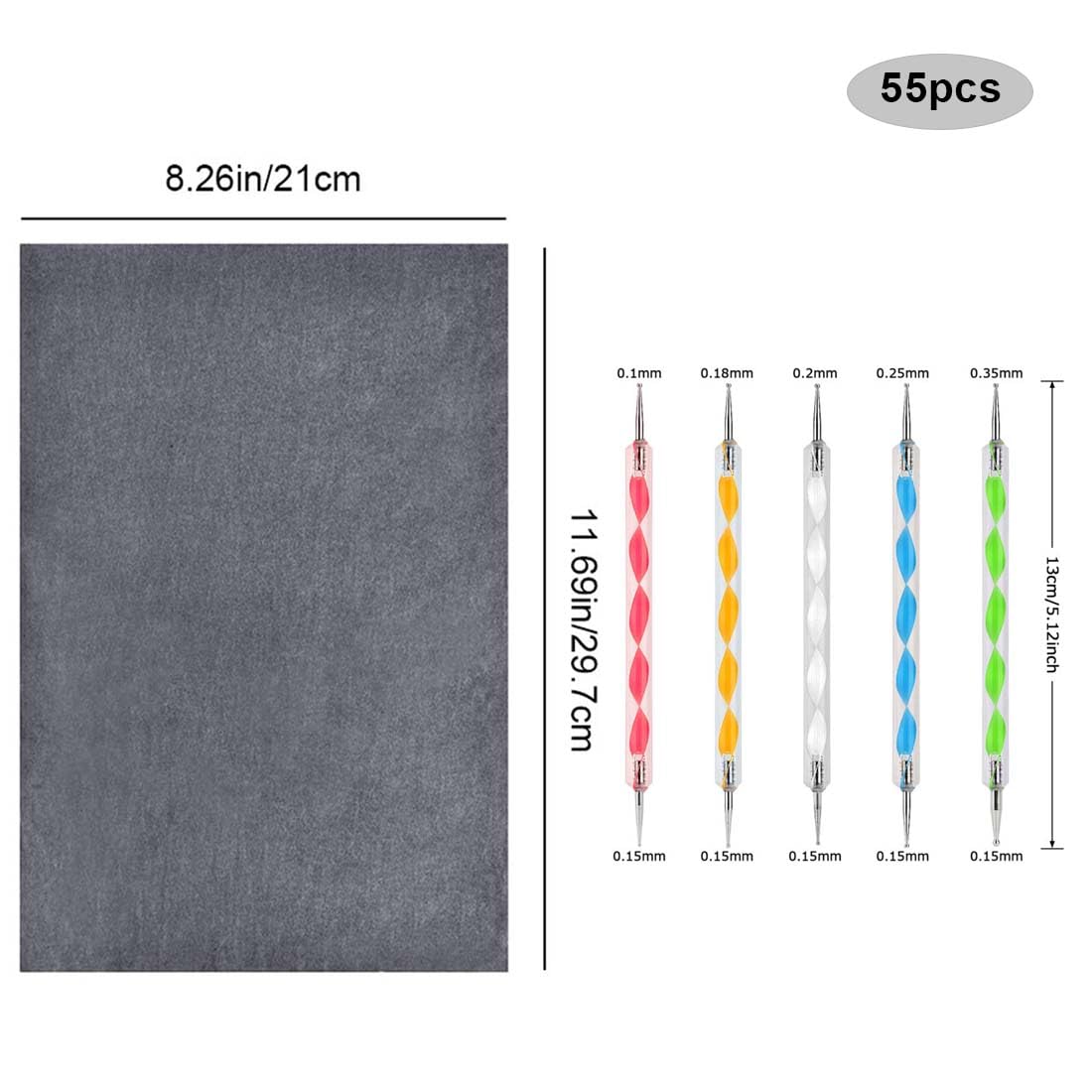 150 Fogli Carta Carbone Bianca Per Trasferimento Disegni | Con 5 Penne Per Goffratura | Ideale Per Legno, Tessuto, Carta | Dimensioni 30x21 Cm | Fai Da Te E Artigianato - Foto 10