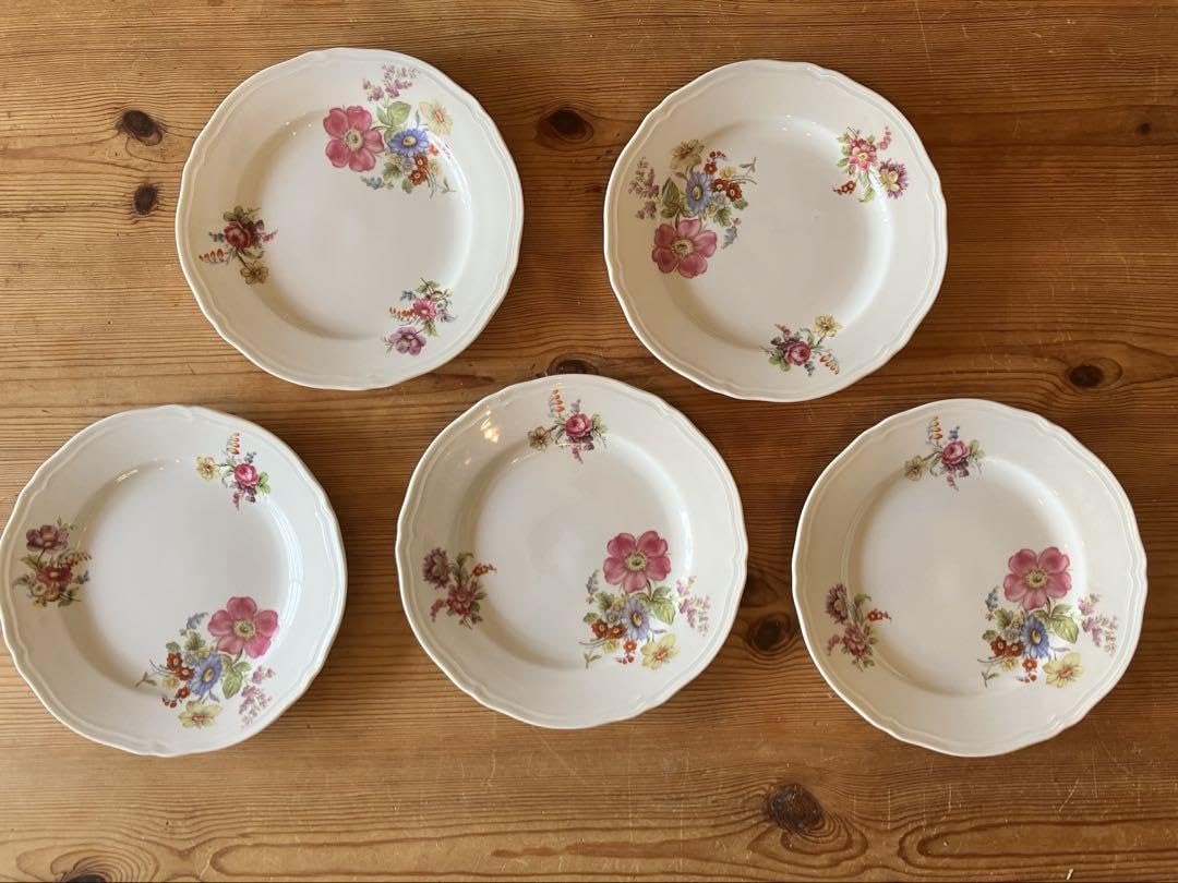 Ginori Antico Saxophone Flower Dessert Plate x 5