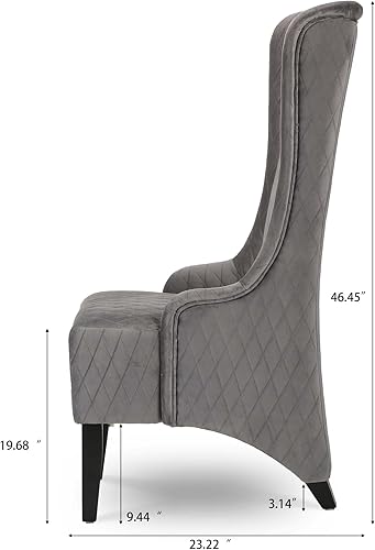 Miniatura 3 de SSLine Silla de comedor contemporánea de terciopelo con respaldo alto, elegante silla de trono sin brazos retro para sala de estar, dormitorio,