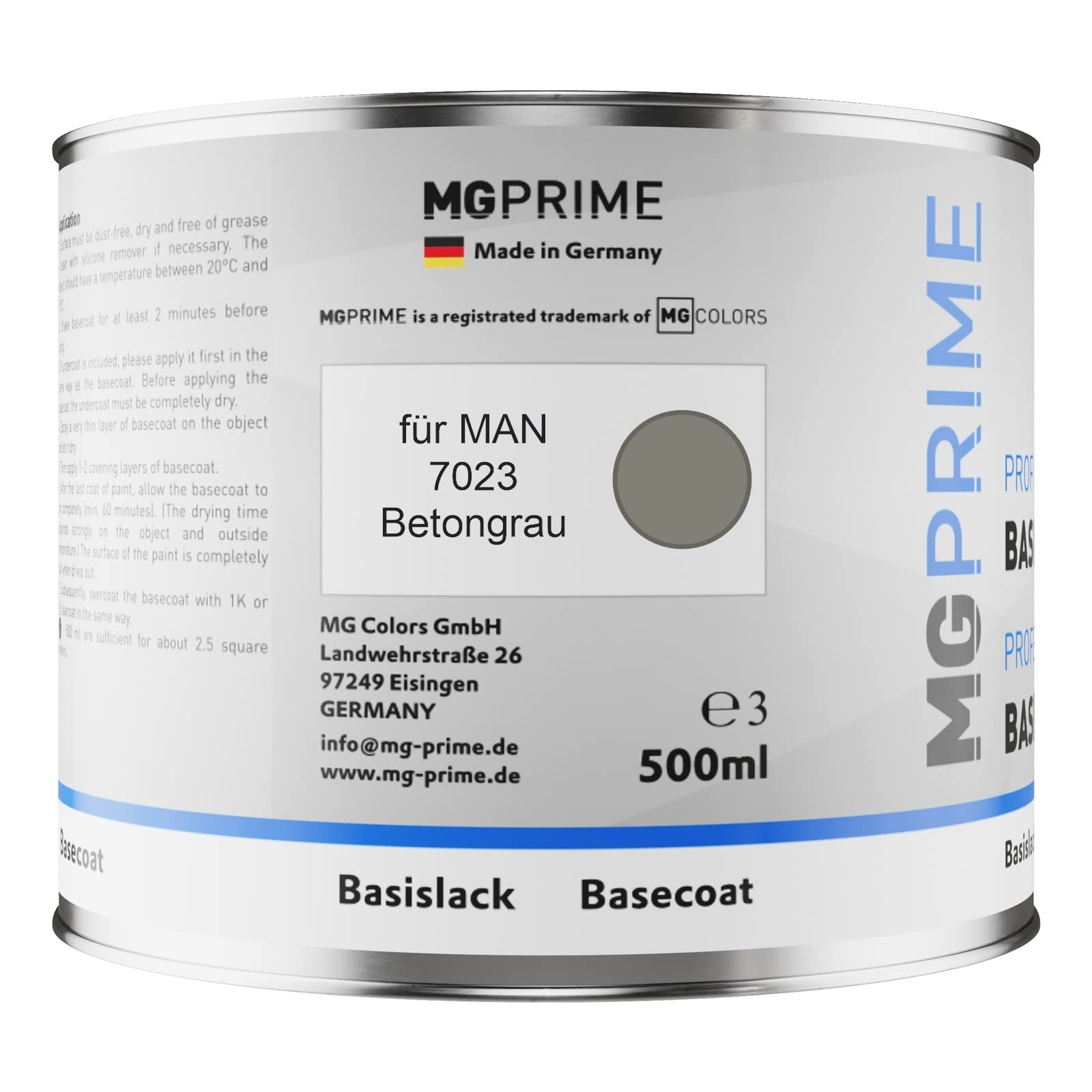 MG PRIME Kit pots de Peinture voiture pour MAN 7023 Betongrau 1,25L