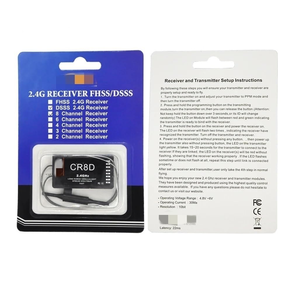 Receptor CR8D 2,4 GHz 8 Canales Compatible con módulo DSSS CT8F/CT8J /CT8Z/CT3F/ V2