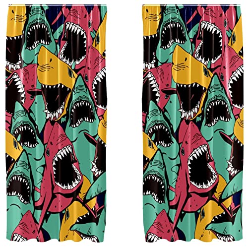 Rideaux occultants requin microfibre 140x213cm rideau fenetre enfant lot 2