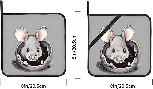 Miniatura 3 de Juego de 2 soportes para ollas de ratas grises, almohadillas calientes antideslizantes para cocina, hornear, barbacoa, asar