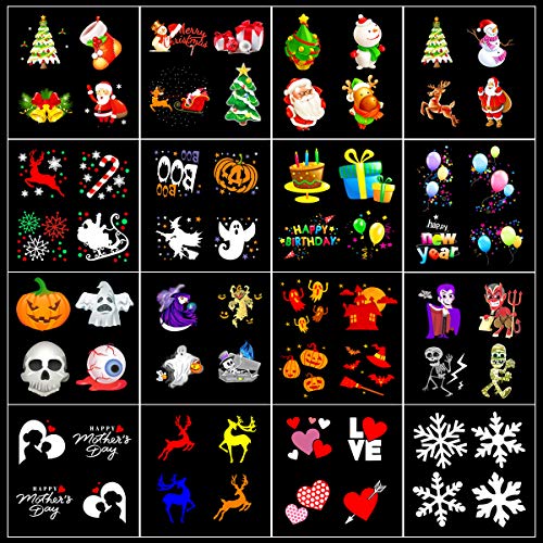 ROVLAK Luces Proyector Navidad LED Luces Proyector Exterior/Interiores Iluminación de Proyector de Jardín Lámpara de Proyector con 16 HD Patrones con Mando a Distancia para Navidad