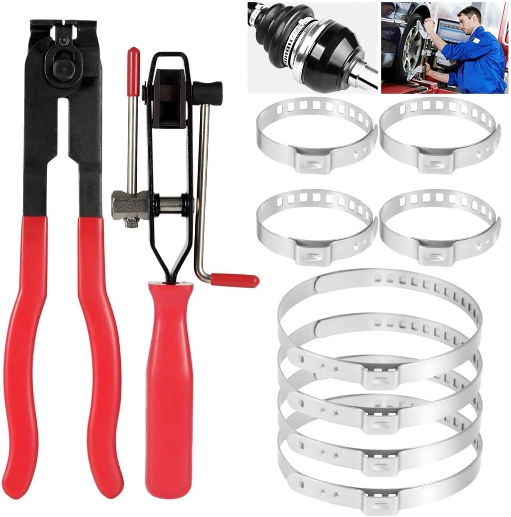 10-Piece Vehicle Boot Clamp Kit, Includes 2 Clamp Pliers & 8 Cv Boot Clamps for Cv Joint Axles
