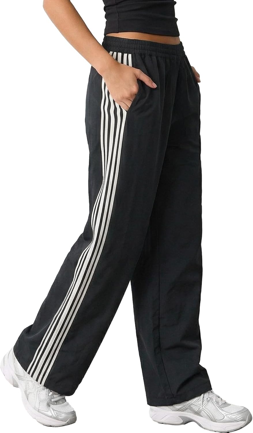 Wide Leg Sweatpants for Women Elastic Waist Baggy Pants with Pockets Y2k Vintage Athletic Jogger Straight Leg Pants