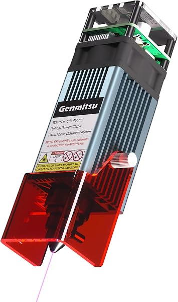 Genmitsu 10W Compressed Spot Laser Module with Air Assist Nozzle, 0.08mm*0.05mm Laser Spot, for 3020-PRO Ultra, 3030-PROVer MAX, 4040-PRO, 4040-PRO MAX, PROVerXL 4030 V2, PROVerXL 6050 Plus CNC Router