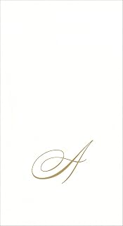 Caspari " Signature Gold Initial A Paper Linen Guest Towels, White Pearl, Pack of 24
