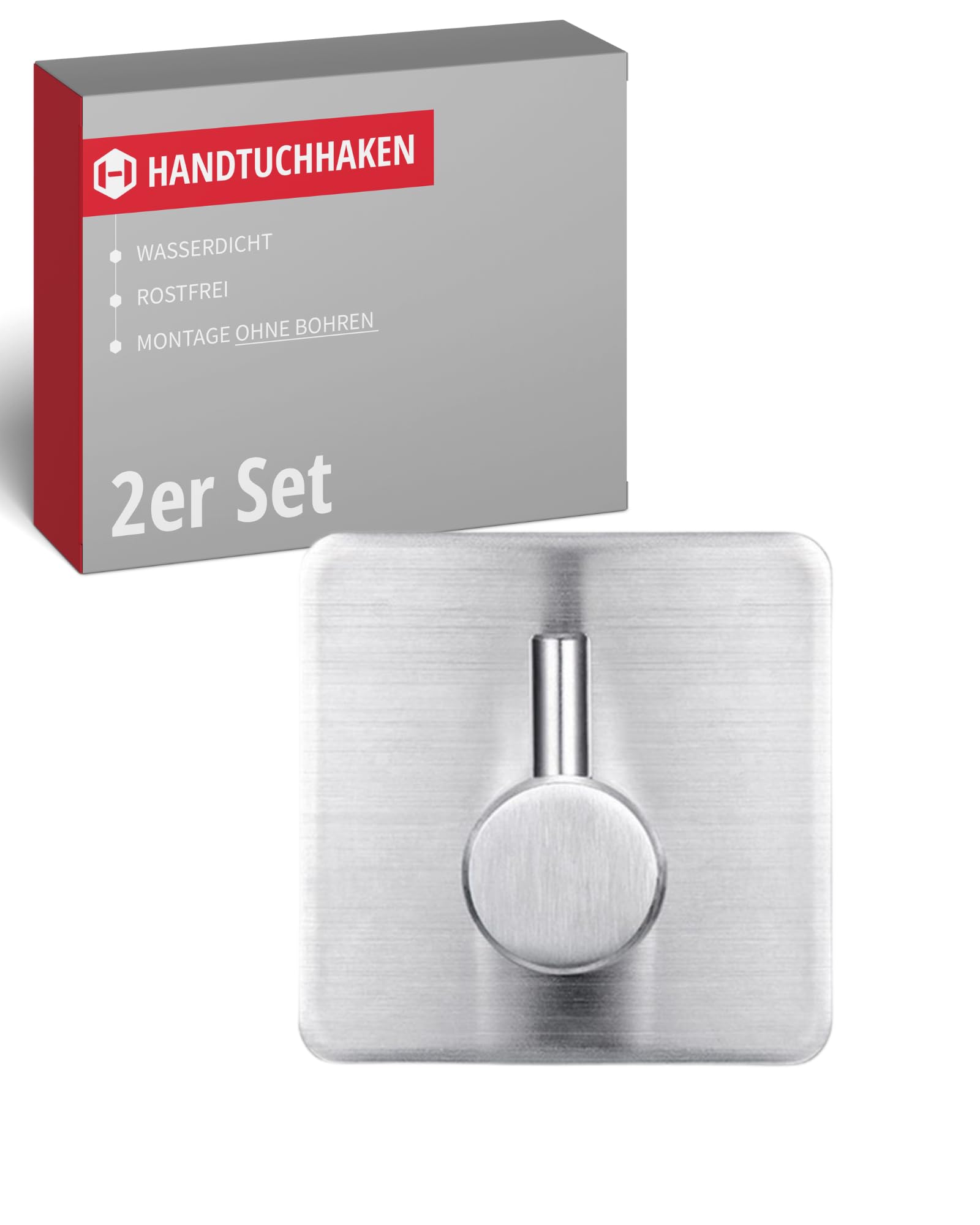 Gedotec Porta Asciugamani Senza Trapano – Set Da 2 Ganci Autoadesivi In Acciaio Inox – Capacità 6 Kg – Per Bagno, Cucina, Armadio - 2