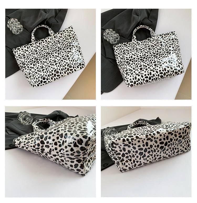 Image of Large Tote Bags for Women PVC Clear Totes Bag Plastic Carry All Bag Kraft Paper Shoulder Handbag Hobo for Work Travel
