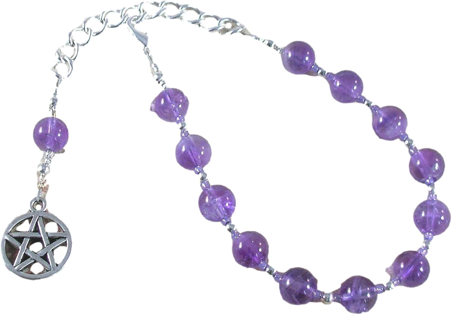 Pentacle Prayer Bead Bracelet in Amethyst
