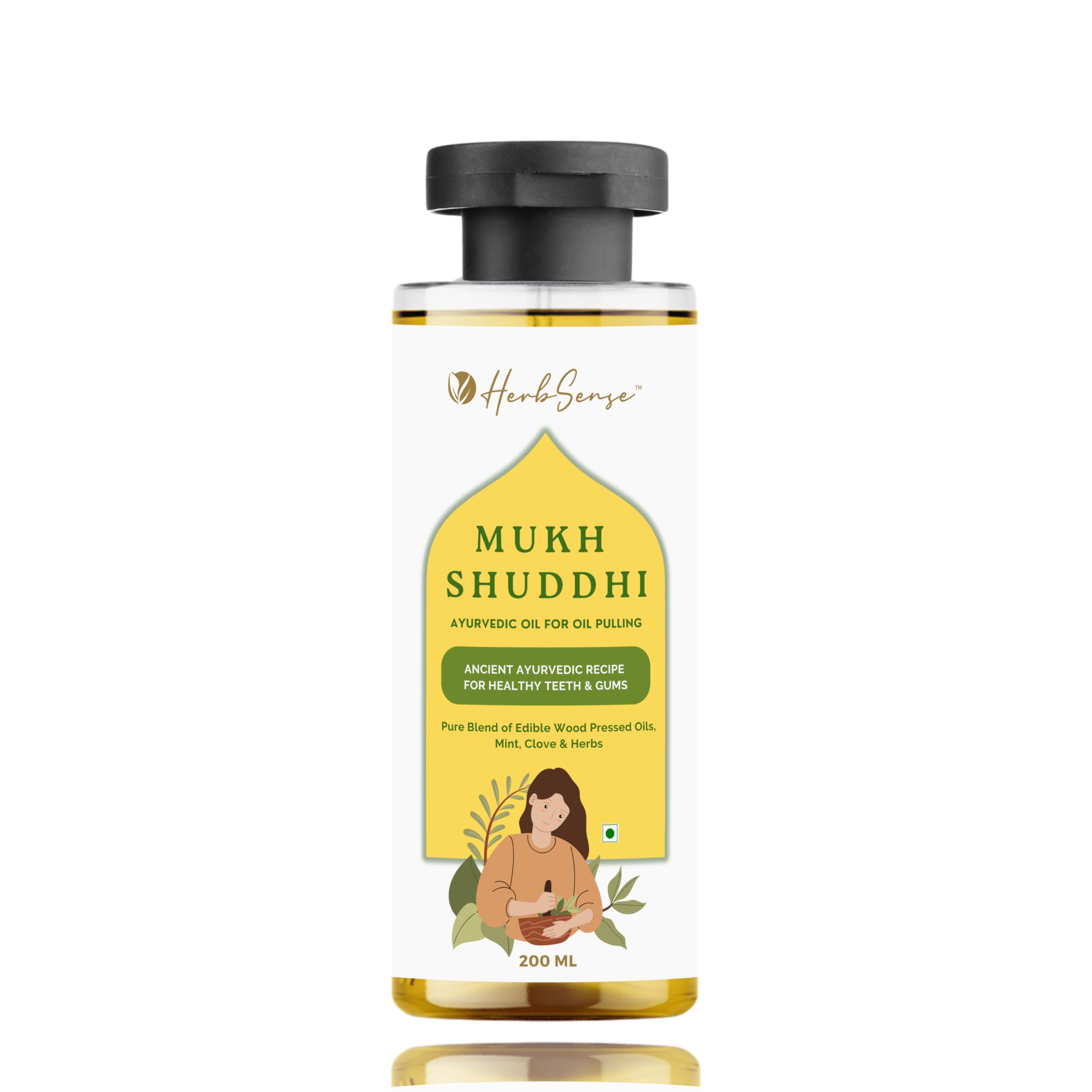 HerbSense Mukh Shuddhi Ayurvedic Oil Pulling 200 ml | Daily Oral Detox Ritual |