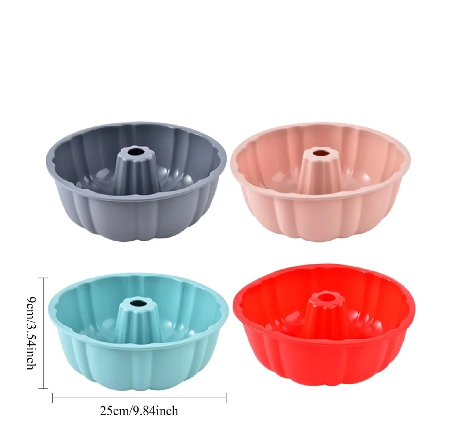Teglia for torta da 10 pollici in silicone, stampo forno rotondo scanalato for, cucina di casa, riutilizzabile(3PCS PINK)