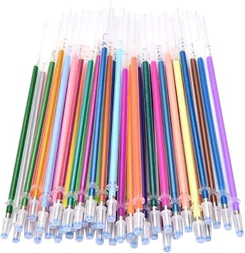 100 Pcs 0.7m Coloring Gel Pens Refills - Metallic, Glitter, Neon, Pastel - Fine Point - Rollerball Gel Pens