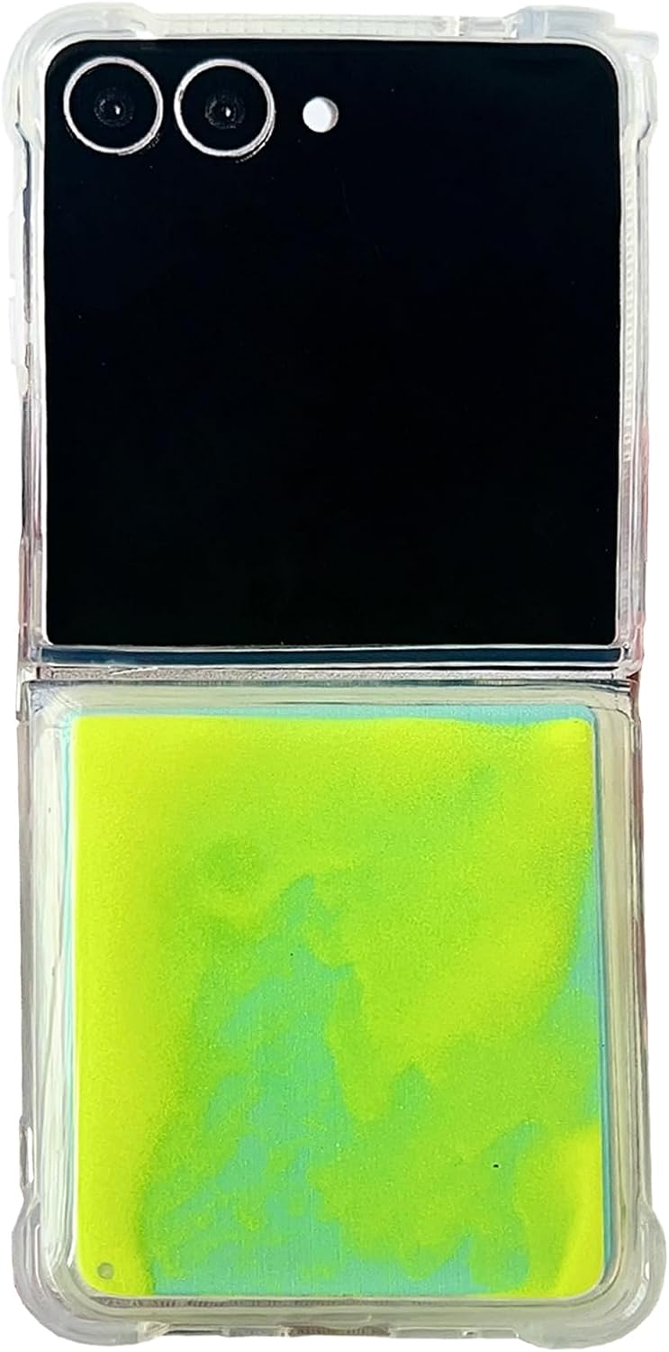Fluorescence Case for Samsung Galaxy Z Flip 7,Glow in The Darkness Liquid Quicksand Luminous Fun Soft TPU Clear Ultra Thin Shockproof Protective Case for Galaxy Z Flip 7 5G 2026(Green)