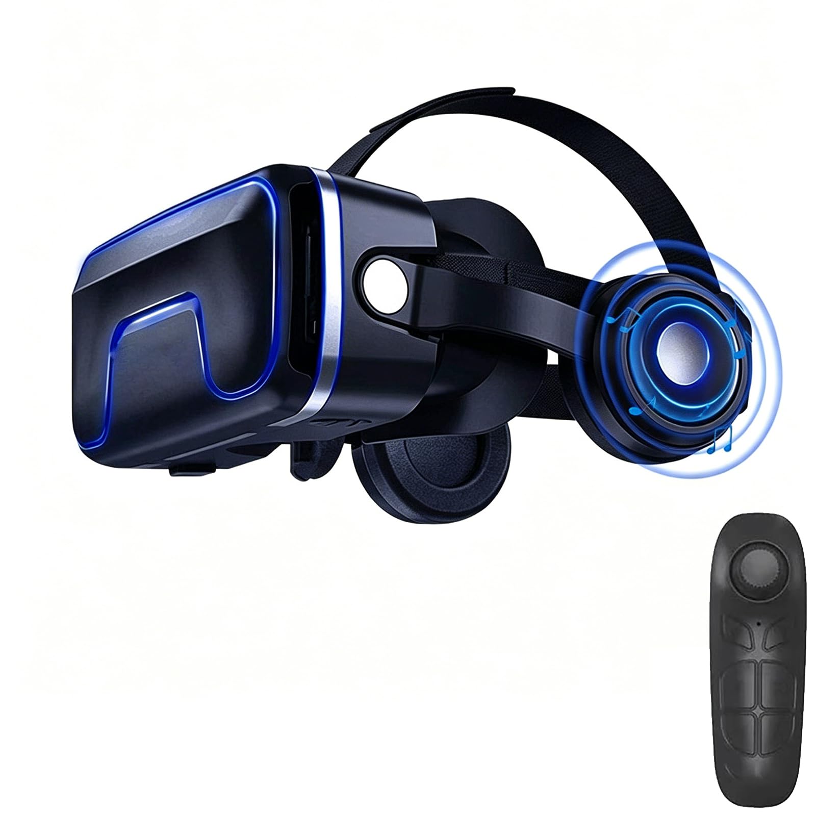 Visore VR per Smartphone, Visore per Realtà Virtuale con Campo Visivo 110°, Cinturino Regolabile Compatibile con Smartphone E Dispositivi Android con Schermi 4,7-6”per Film E Giochi 3D,Black