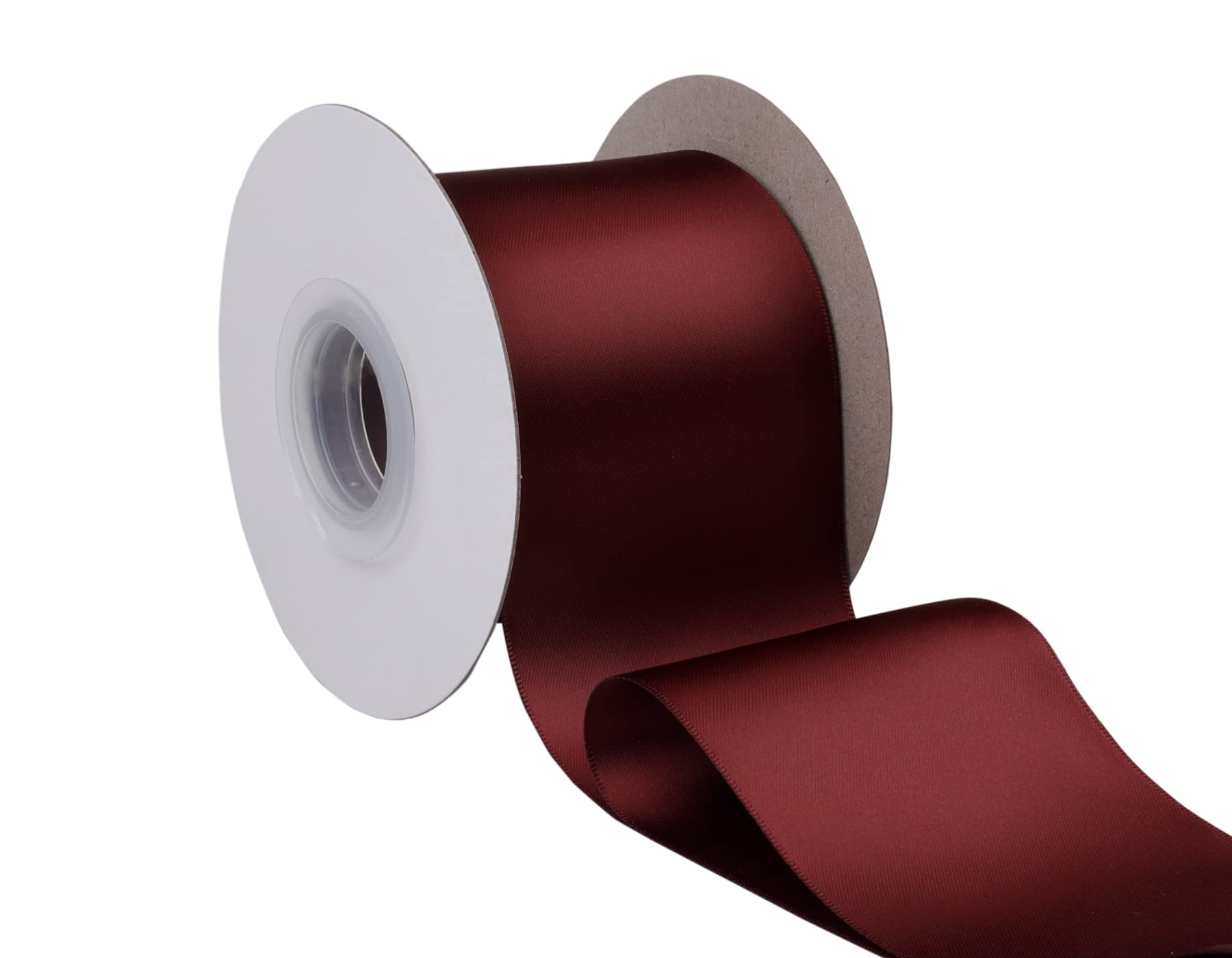 Fondersy 75mm X 22M Double Faced Satin Ribbon Burgundy Polyester Ribbon for Gift Wrapping Wedding Decoration Floral Arrangement Crafts - Image 3
