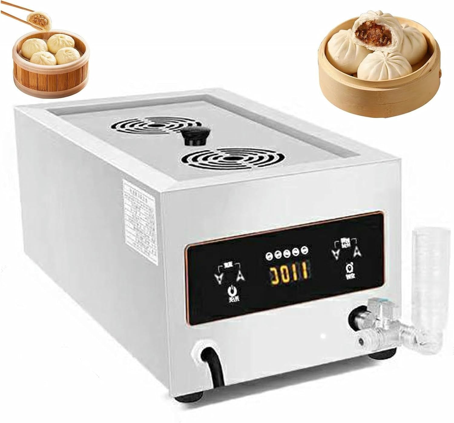 Steamed Panels Heating, Commercial Stainless Steel Electric Steel of 2 and 6 Holes with Dry Boiling Alarm, Domestic Steamer with Touch Control, for P Buffet
