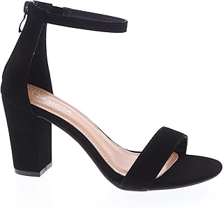 Hannah-1 Ankle Strap Dressy High Heel Sandal, Non-slip Sole, For Wedding, Party, Prom, Evening Wear, or Any Occasion, Sleek Style Block Heel Sandals