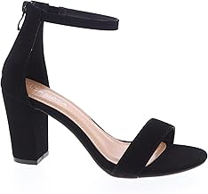 TOP MODA Hannah-1 Ankle Strap Dressy High Heel Sandal, Non-slip Sole, For Wedding, Party, Prom, Evening Wear, or Any Occasion, Sleek Style Block Heel Sandals