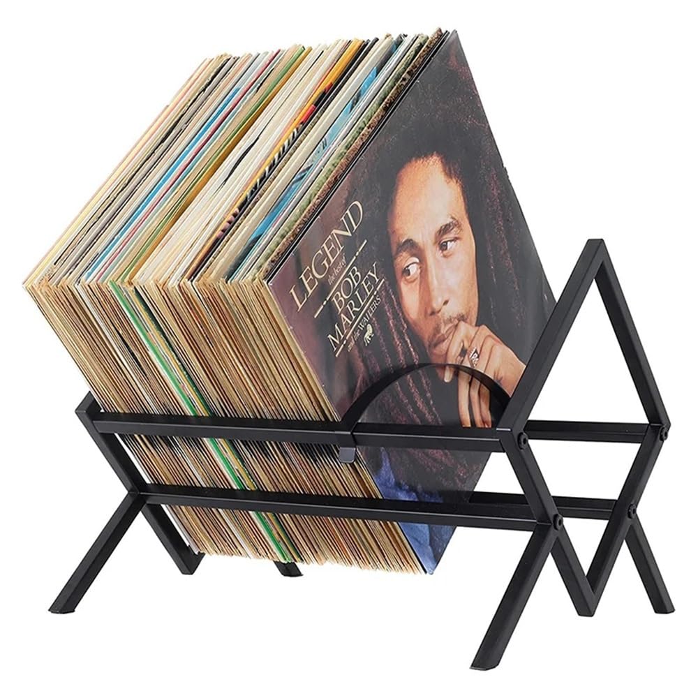 Caja de Registro Soporte for Discos de un Solo Nivel, estantería for exhibición de Discos de CD, Estante de Almacenamiento for Discos de 80 a 100 LP de Capacidad, Metal Duradero