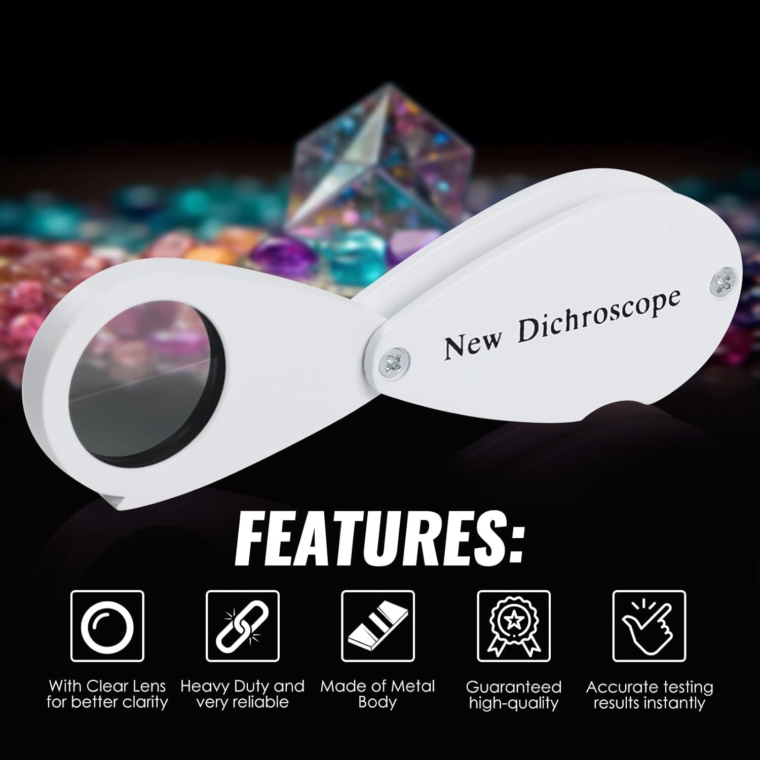 Dichroscope for Gemstone Pleochroism Analysis High-Grade Aluminum Body, 2cm Lens Diameter, Ideal for Gemologists, Jewelers & Hobbyists, Durable & Lightweight Gemstone Color Analyzer