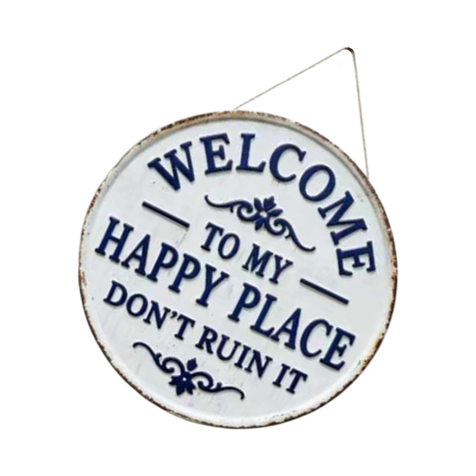 TQUXNGA Welcome to Happy Place Do Not Ruin It Wall Signs Welcome Sign for Front Door Iron Signs for Offices Home Decors Decorative Plaques Hangers