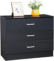Vista 1 de Karl home Cómoda de 3 cajones, Cómoda de almacenamiento moderna, Mesa de cabecera Mesa de noche de madera para dormitorio, sala de estar (Negro)