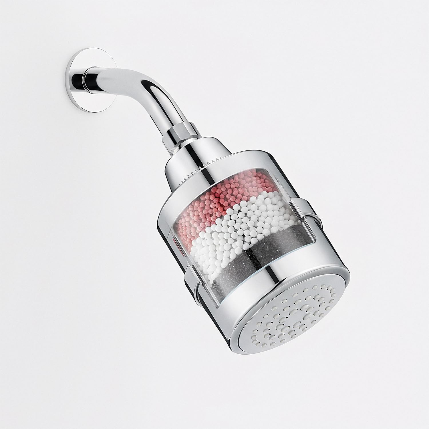 Amazon Basics Shower Head with Built-In Filter | Water Softener | Fixed Flow | Chrome Finish | Easy Installation | 13.9L x 8.4W cm