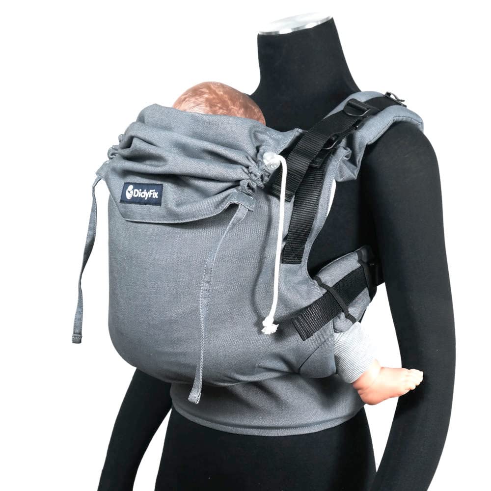Didymos DidyFix Babytrage - Fullbuckle Tragehilfe in Graphit - für Neugeborene ab Geburt von 50-86 cm - ergonomische Sitzhaltung - Bauchtrage - Hüfttrage - Rückentrage