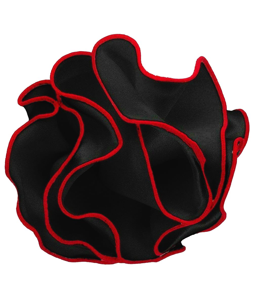 Vittorio Farina Premium Pre-Folded Four-Point Suit Pocket Square for Men with Sewn Pocket Fold, Black/Red, 14"-picture-48