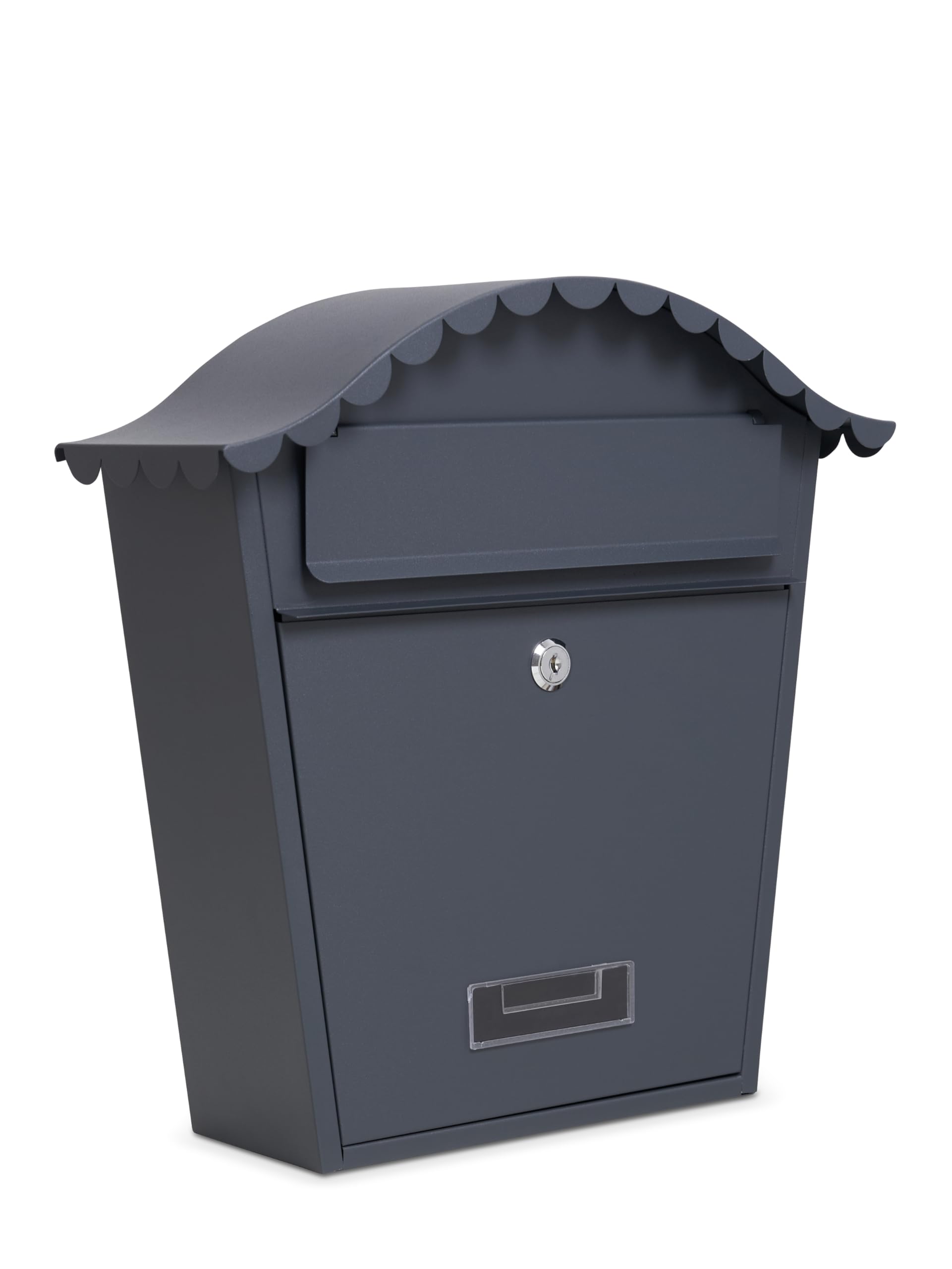 Assorted Collections Wall Mounted Post Box, Lockable Mailbox with 2 Keys, Weatherproof Galvanized Steel Letterbox, Easy to Install, 36x13x37cm (Grey)