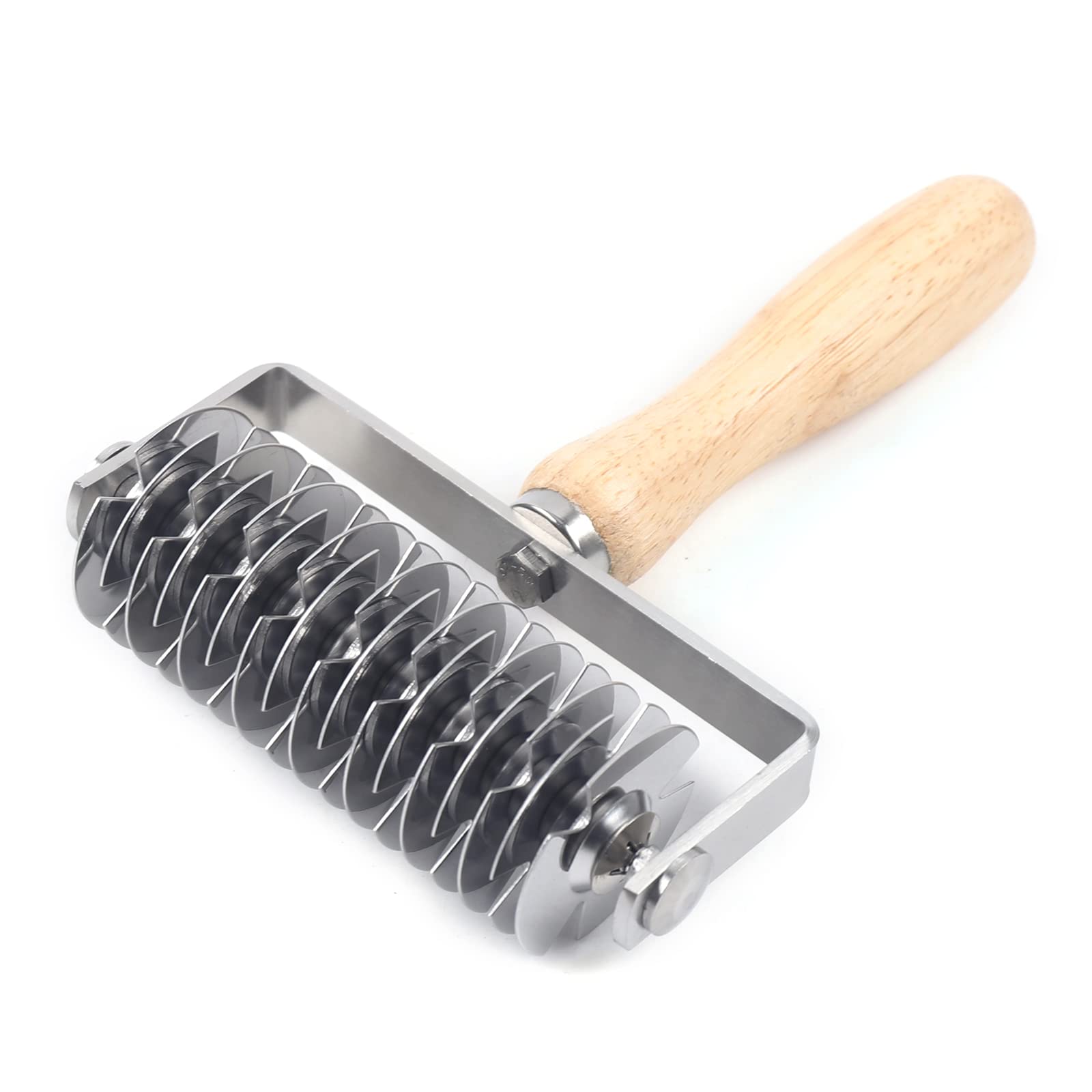 Dough Lattice Roller Cutter With Wood Handle Cookie Pastry Pizza Bread Roller Cutter Baking Tool 8 * 5.25" Stainless Steel New