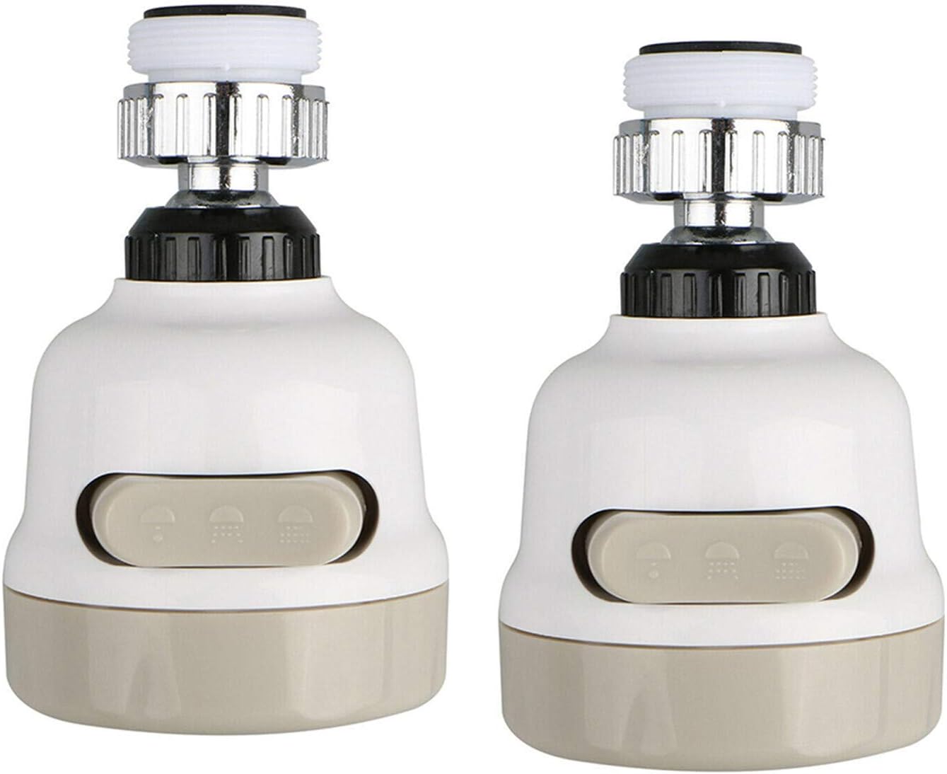 Ksmiley Movable Kitchen Tap Head, 2 Pack 360° Rotatable Faucet Spray Head Replacement, 3 Modes Adjustment Anti-Splash Filter Nozzle Booster Water Saving Shower Faucet