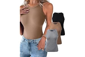 CHICME Womens Tank Tops 3 Pack - Sleeveless Basic Cami Shirts Slim...
