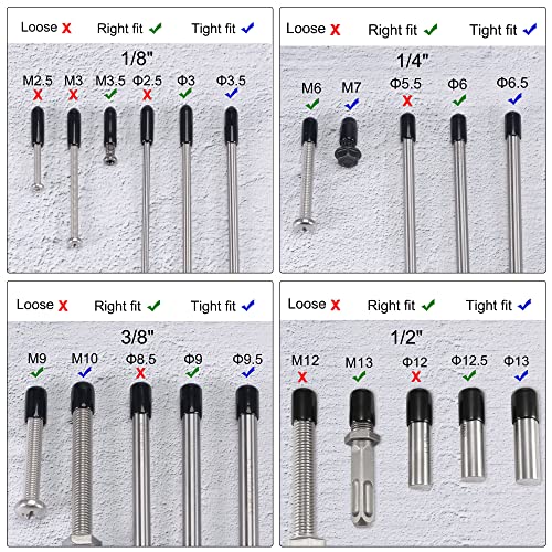 Image of uxcell 40pcs Round Rubber End Caps 1 /8 inch 1 /4 inch 3 /8 inch 1 /2 inch Black Vinyl Cover Screw Thread Protectors Assortment Kit(3mm 6mm 9mm 12mm)