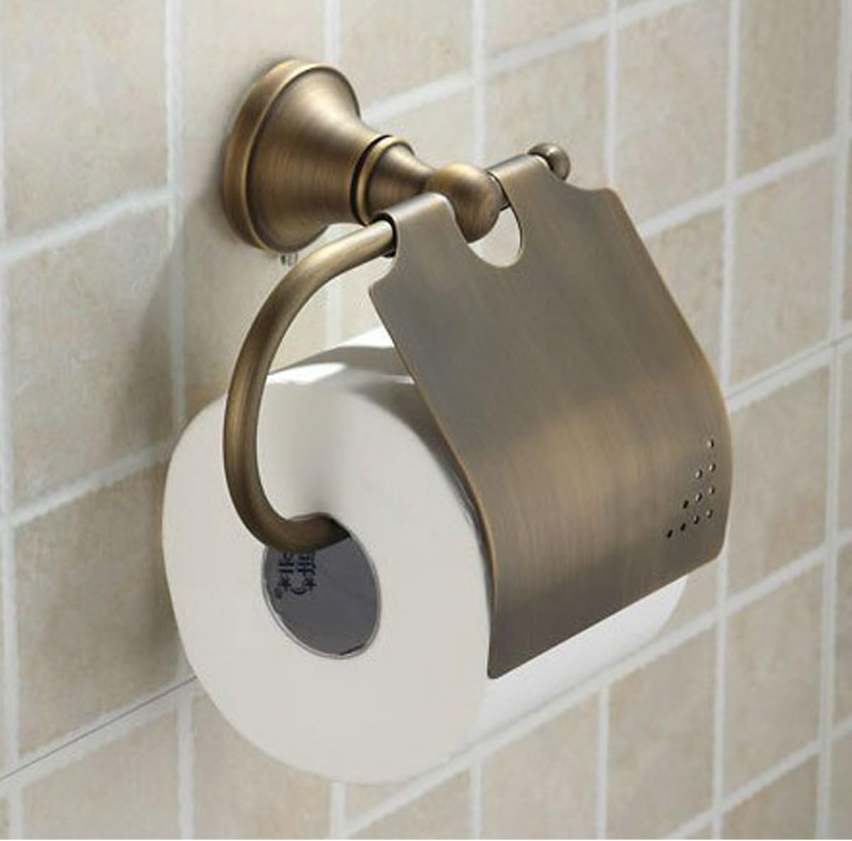 HQdeal Antique Brass Wall-mounted Toilet Roll Holder Toilet Paper Holders Storage