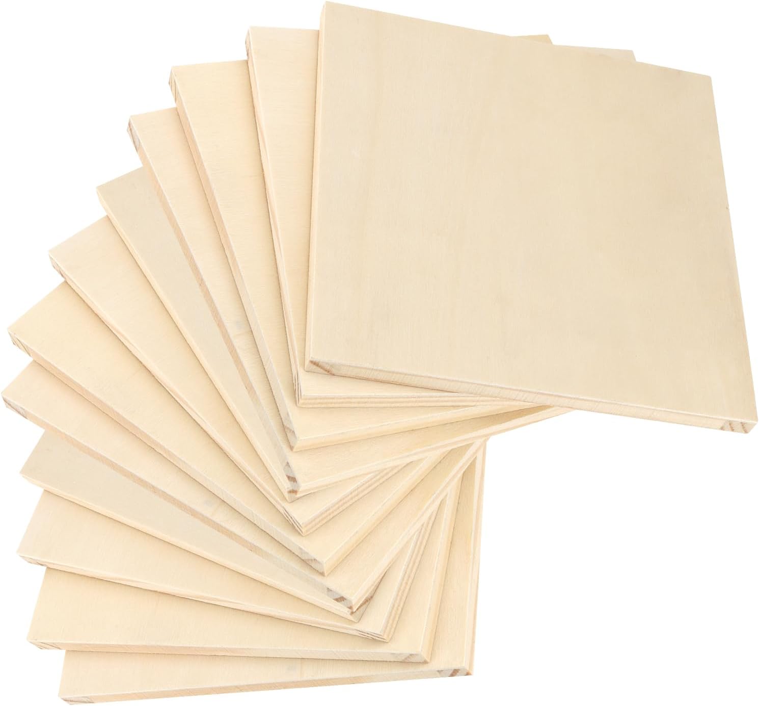 LEXININ 12 Pack 8x8x1/2 Inch Unfinished Square Wood Panels, 200 x 200 x 13mm Wooden Canvas Board, Cradled Painting Pine Wood Panels for Drawing, Pouring