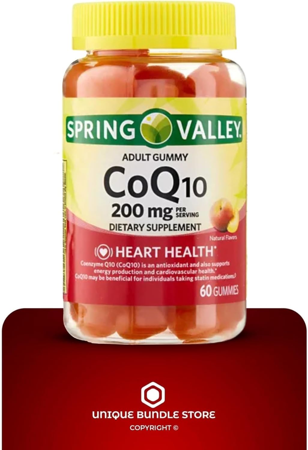 Unique Bundle Store CoQ10 200mg 60 Gummies – Natural Fruit Flavor Coenzyme Q10 Supplement for Adults, Coq10 Gummies, Q10 Coenzyme, Daily Antioxidant Nutritional Support (Pack of 1)