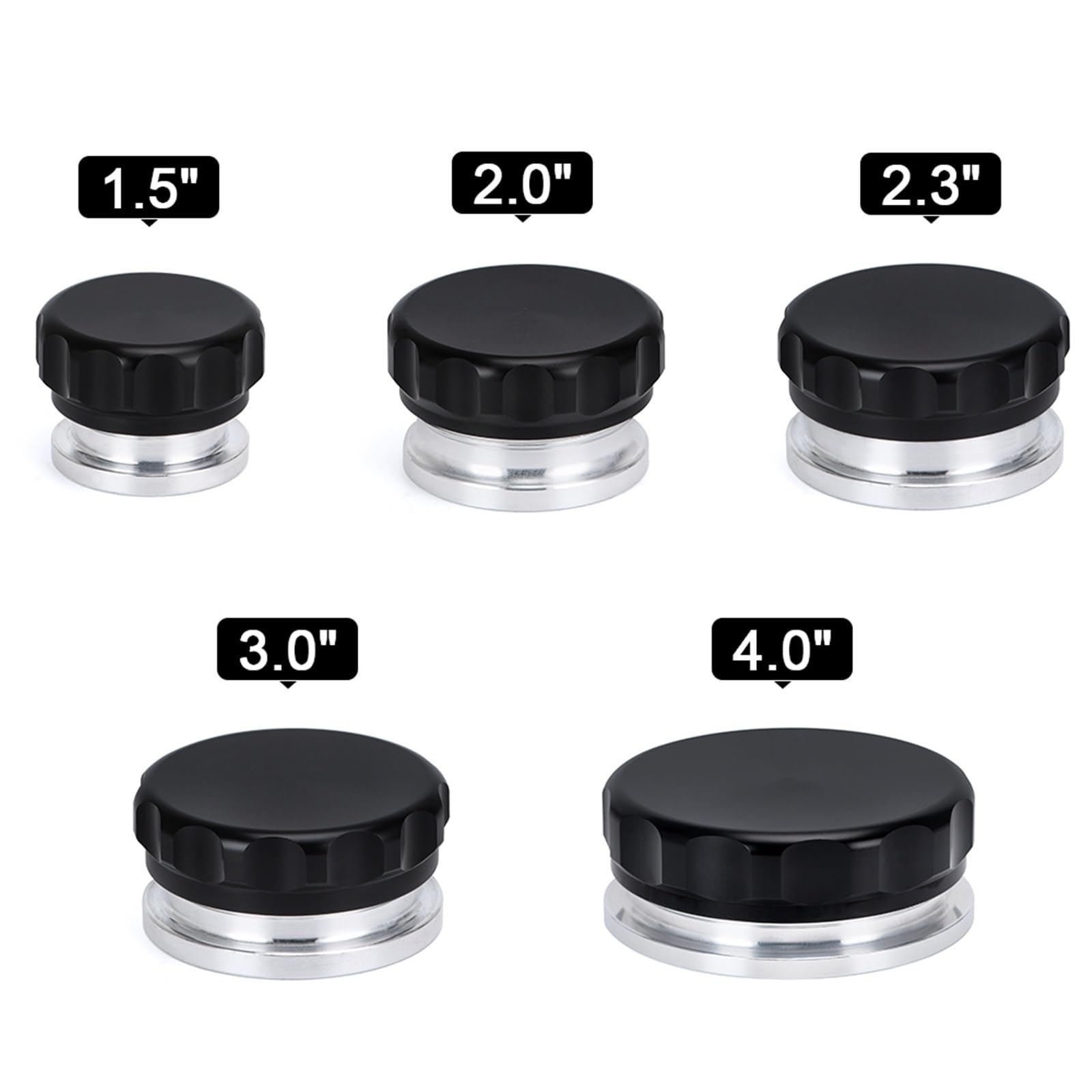 Korek Chłodnicy 3,0"/76 mm 2,5"/63,5 mm 2"/50,8 mm 1,5" 38 mm Kęs spoiny ze stopu aluminium Do szyjce wlewu i korku Zbiornik Do wodę i paliwo olejowe Czarny przewód korka wlewu paliwa(2.5 inch)