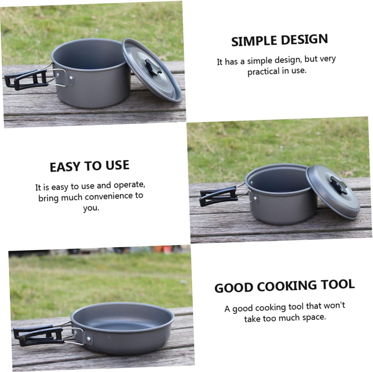 Outdoor Cooking Set 2-3 Person Folding Pot Aluminum Alloy Non-Stick Cooking Kit Frying Pan Soup Spoon Rice Spoon for Camping Hiking