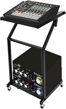 Rack Mount Mixer Case Stand, Studio Equipment Cart, Stage Amp DJ Rolling for Homes/Offices/Music Studios/Performance Stages 12U