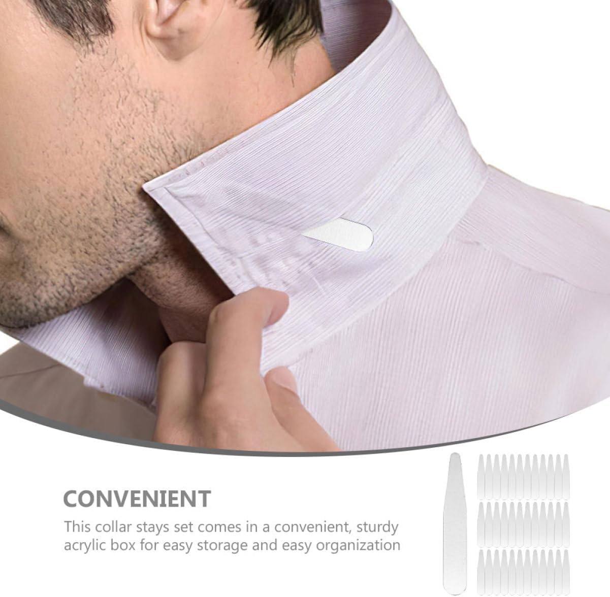 Yardwe 108pcs Stainless Steel Collar Stays for Men's Dress Shirts Support Inserts for Shirt Collars Convenient Storage Box Included for Formal Attire