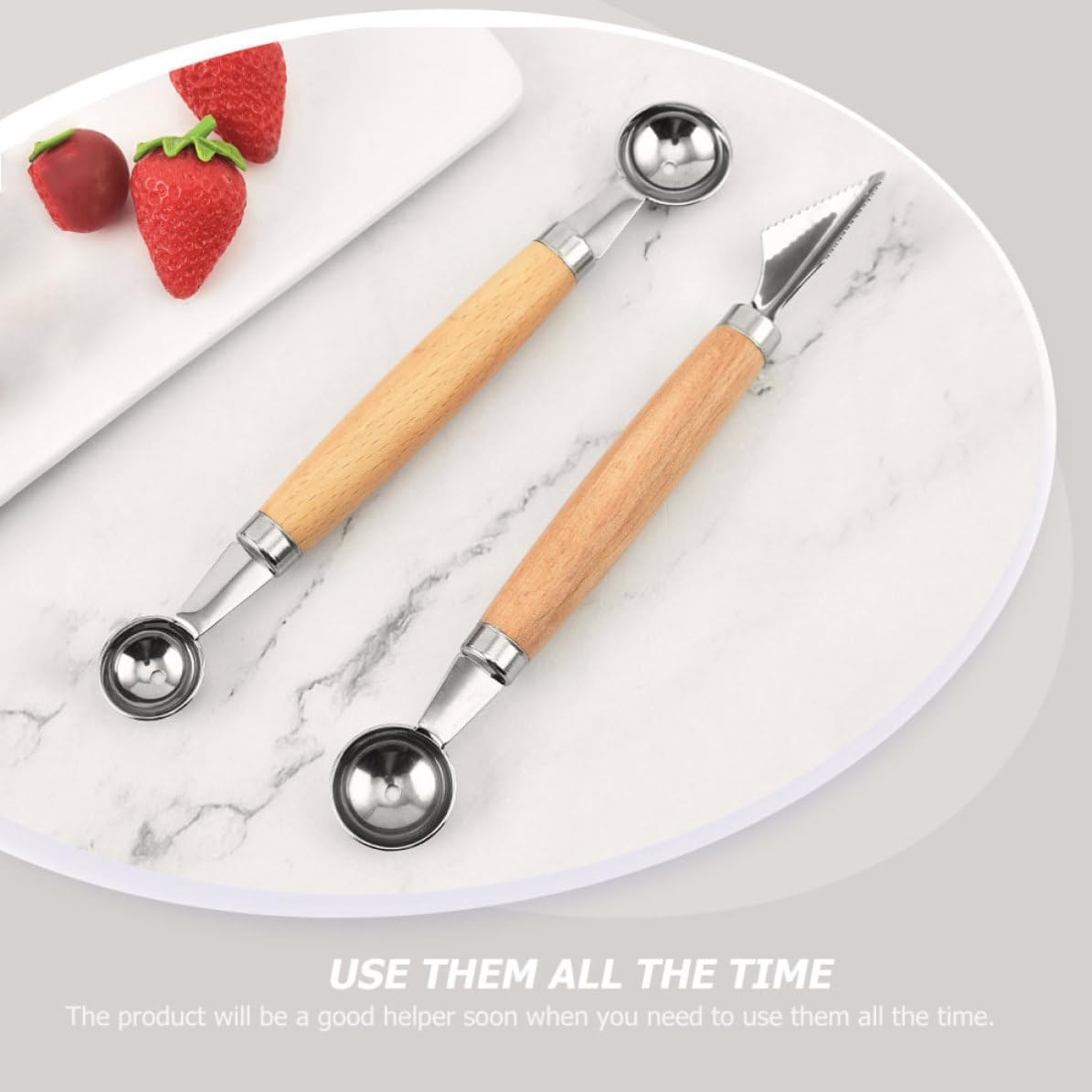 2pcs Stainless Steel Fruit Scooper for Melons, Versatile Tool